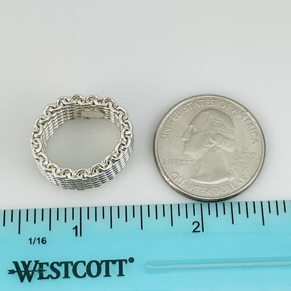 Size 4.5 Tiffany & Co Somerset Ring Mesh Weave Flexible in 925 Silver AUTHENTIC - Picture 5 of 5